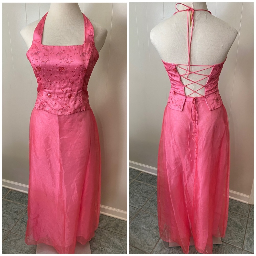 Blondie Nites by Linda Bernell | prom dress Y2K 00s coral, sequins